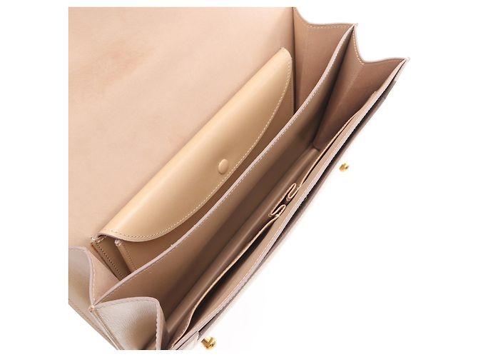 Hermès Borsa a mano Hermes Box Calf Piano 〇M Stamp (1983) Marrone Beige - vista 3