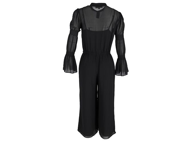 Michael Kors Jumpsuit mit gerafften Ärmeln aus schwarzem Polyester - Ansicht 3
