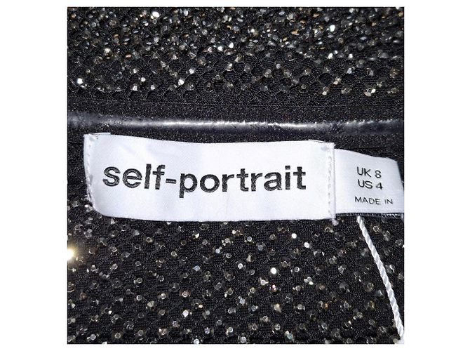 Self portrait  Self-Portrait Fishnet Off-Shoulder Top in Black Polyester - view 3