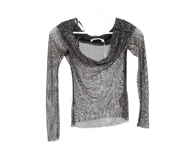 Self portrait  Self-Portrait Fishnet Off-Shoulder Top in Black Polyester - view 4