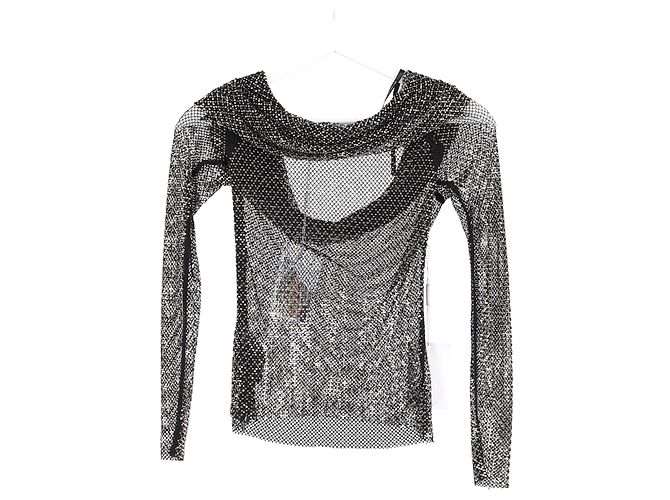 Self portrait  Self-Portrait Fishnet Off-Shoulder Top in Black Polyester - view 5