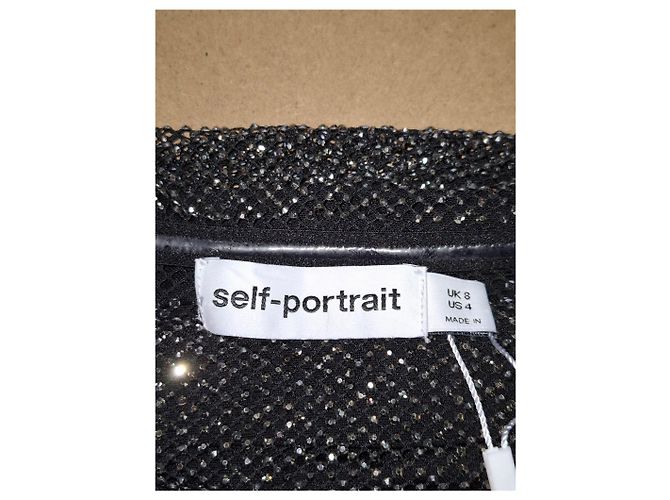 Self portrait  Self-Portrait Fishnet Off-Shoulder Top in Black Polyester - view 6