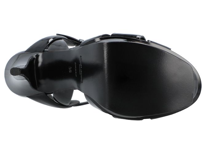 Sandali con piattaforma Tribute di Saint Laurent in pelle verniciata nera Nero - vista 4