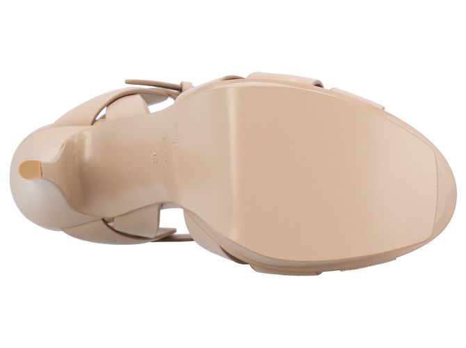 Sandali con piattaforma Tribute di Saint Laurent in pelle liscia beige Marrone - vista 4