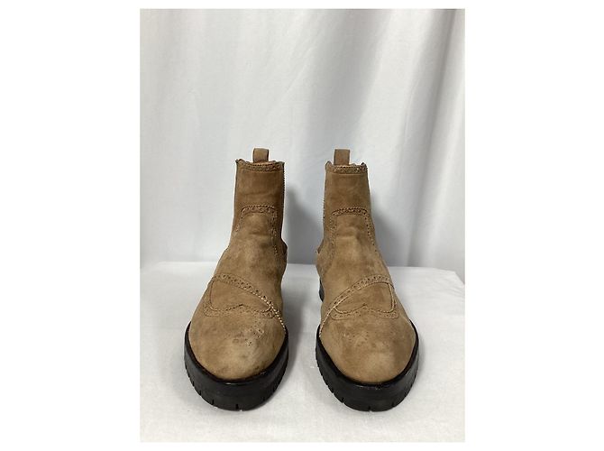 Botas ankle Hermès Findlay em camurça marrom Vermelho - vista 10