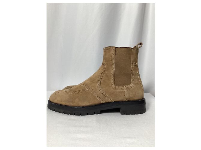 Botas ankle Hermès Findlay em camurça marrom Vermelho - vista 11