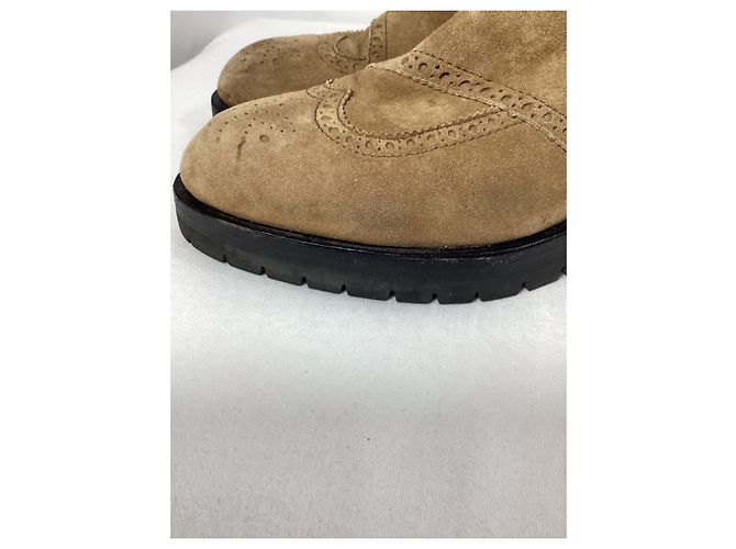 Botas ankle Hermès Findlay em camurça marrom Vermelho - vista 13