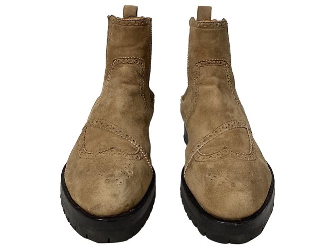 Botas ankle Hermès Findlay em camurça marrom Vermelho - vista 2