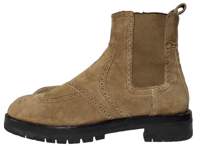 Botas ankle Hermès Findlay em camurça marrom Vermelho - vista 3