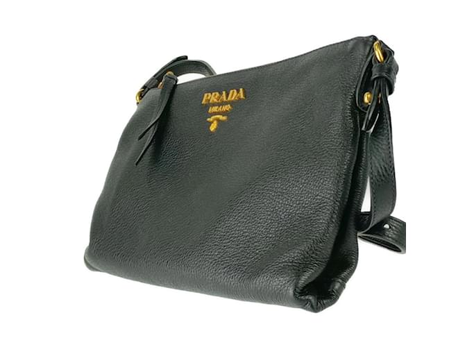Prada Schultertasche aus schwarzem Vitello Daino - Ansicht 2