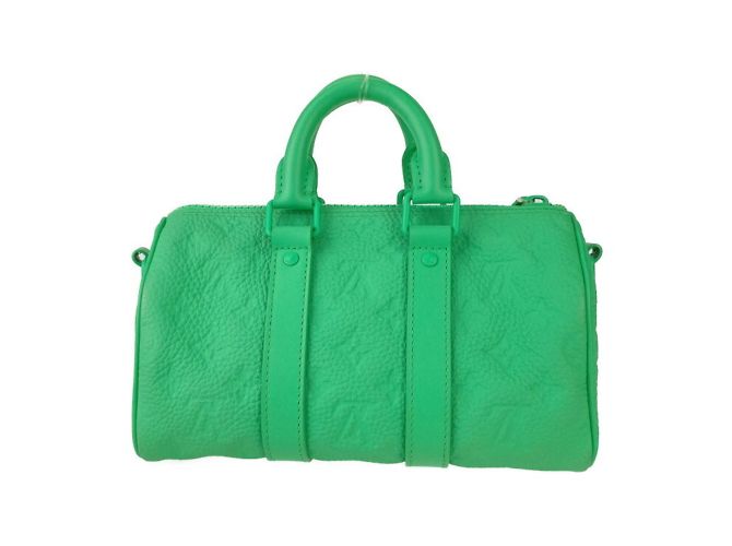 Keepall Borsa a mano in pelle Taurillon verde Louis Vuitton - vista 3