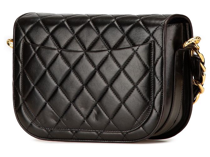 Chanel Negro CC Acolchado de Cordero con Cadena - vista 2