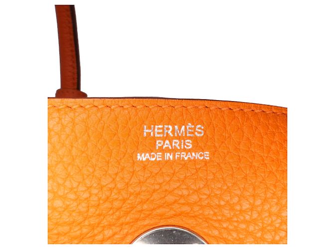 Hermès Arancione Clemence Lindy 34 - vista 5