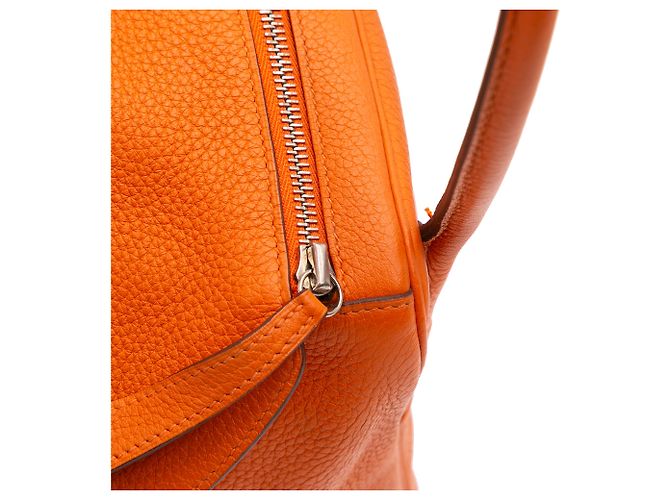 Hermès Arancione Clemence Lindy 34 - vista 7