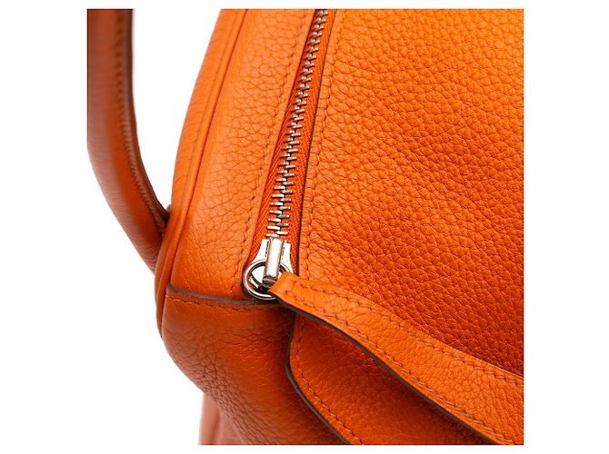 Hermès Arancione Clemence Lindy 34 - vista 8