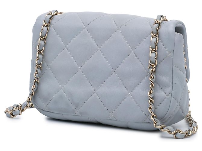 Chanel Graue Mini Kalbsleder Kette Um Klappe Braun - Ansicht 2