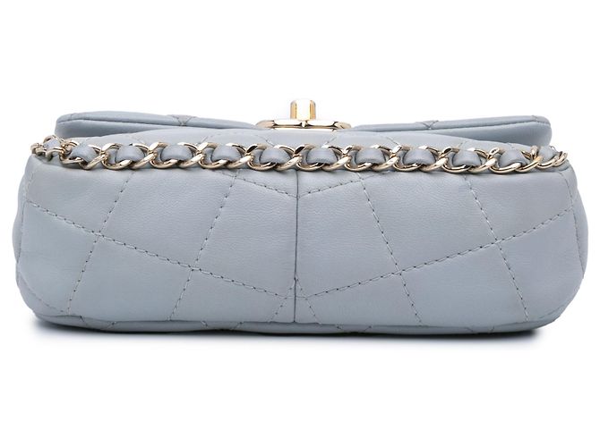 Chanel Graue Mini Kalbsleder Kette Um Klappe Braun - Ansicht 3