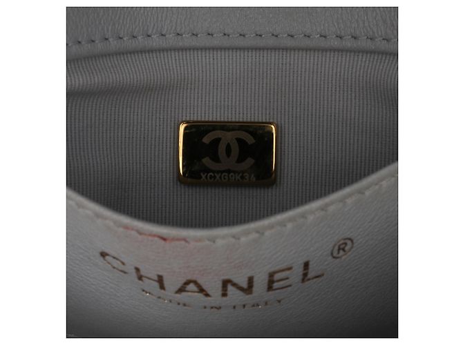 Chanel Graue Mini Kalbsleder Kette Um Klappe Braun - Ansicht 6