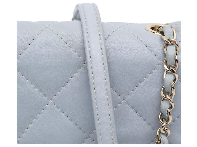 Chanel Graue Mini Kalbsleder Kette Um Klappe Braun - Ansicht 9