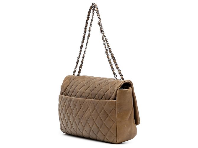 Chanel Brown Jumbo Quilted Lambskin Coco Rain Flap Marrone Cachi - vista 2