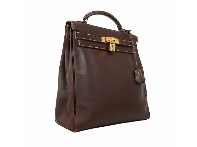 Hermès Zaino Hermes Kelly Ad GM Veau Gulliver Marrone - vista 2