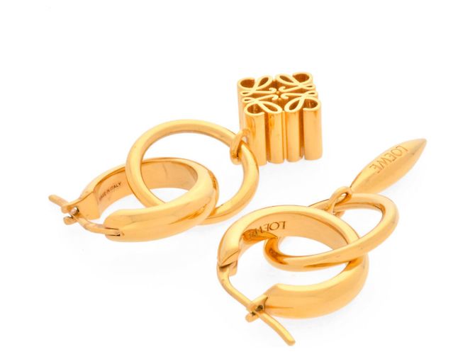 Loewe Anagram Asymmetrical Drop Earrings - view 3