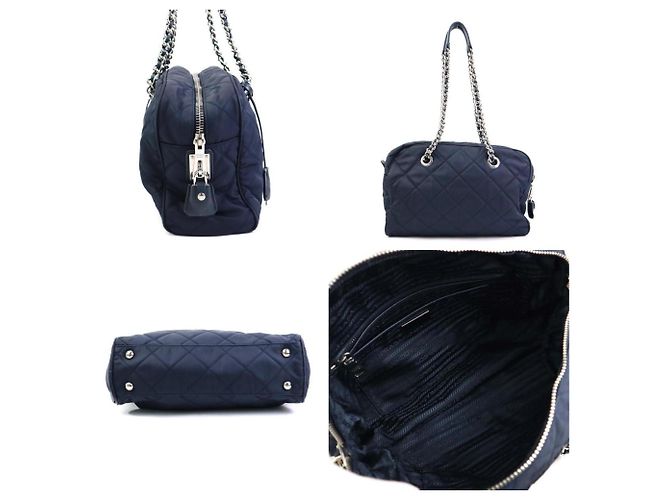 Borsa a spalla in nylon blu navy Prada - vista 2