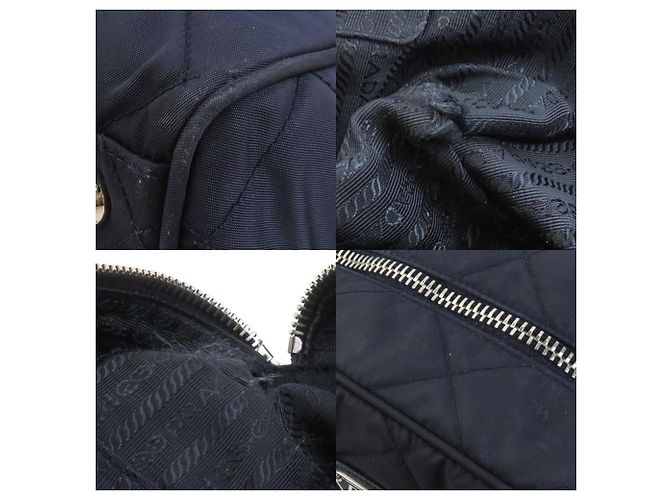 Borsa a spalla in nylon blu navy Prada - vista 3