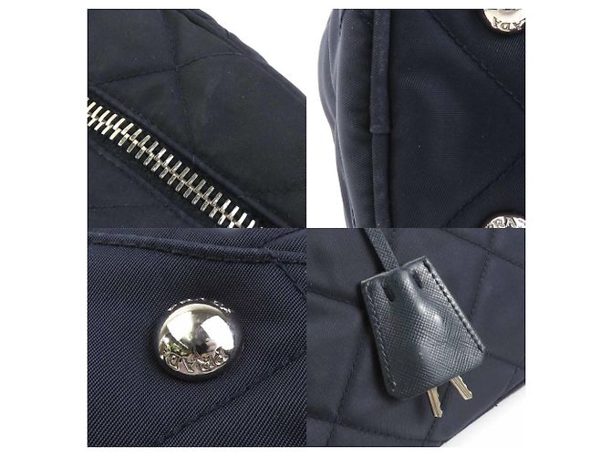 Borsa a spalla in nylon blu navy Prada - vista 4