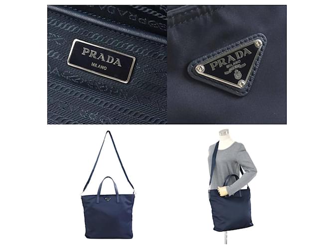 Borsa a mano e borsa a spalla Prada blu navy - vista 5