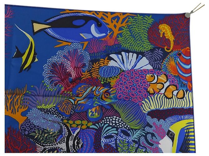 Hermès NUEVO BUFANDA HERMES BAJO LAS OLAS ALICE SHIRLEY 90 SEDA Multicolor - vista 3