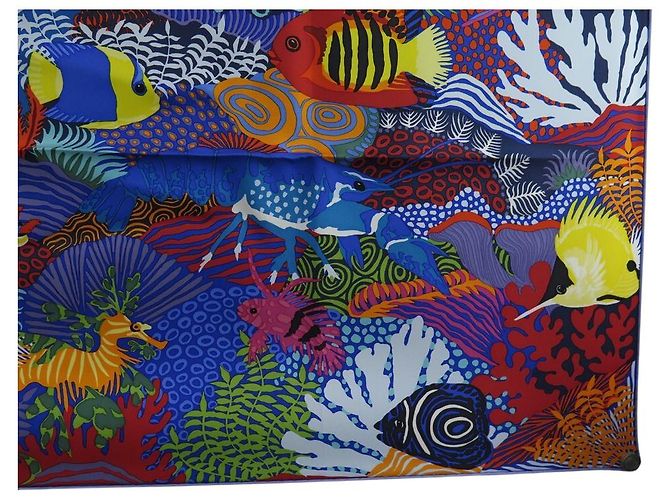 Hermès NUEVO BUFANDA HERMES BAJO LAS OLAS ALICE SHIRLEY 90 SEDA Multicolor - vista 4