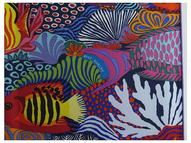 Hermès NUEVO BUFANDA HERMES BAJO LAS OLAS ALICE SHIRLEY 90 SEDA Multicolor - vista 8