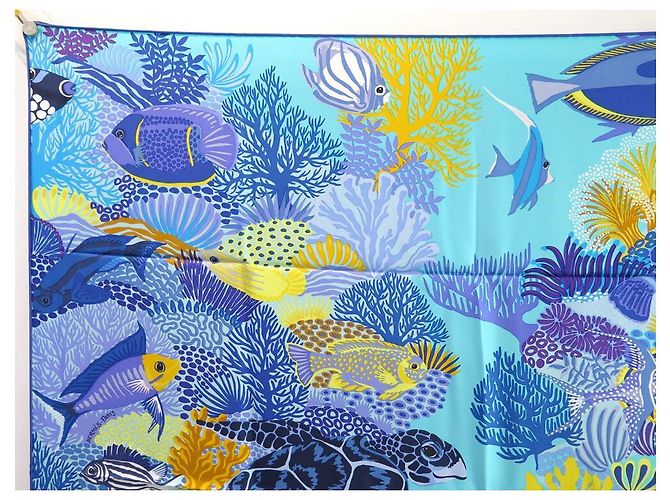 Hermès NEU RARER HERMES SCHAL UNTER DEN WELLEN ALICE SHIRLEY BLAUSEIDEN BOX - Ansicht 2
