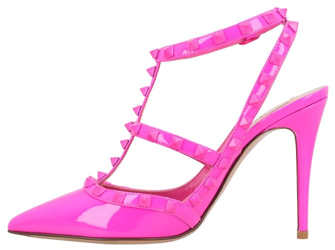 Valentino Garavani Pumps Caged Rockstud Valentino Rosa - vista 2