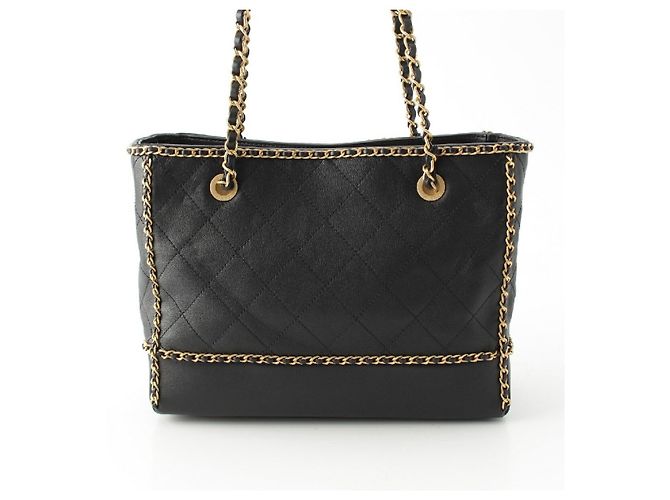 2.55 Borsa Tote Chanel Matelassé Coco Mark Chain Nero - vista 5