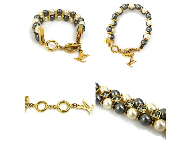 Bracciale charm Louis Vuitton Marrone D'oro Bianco sporco - vista 4