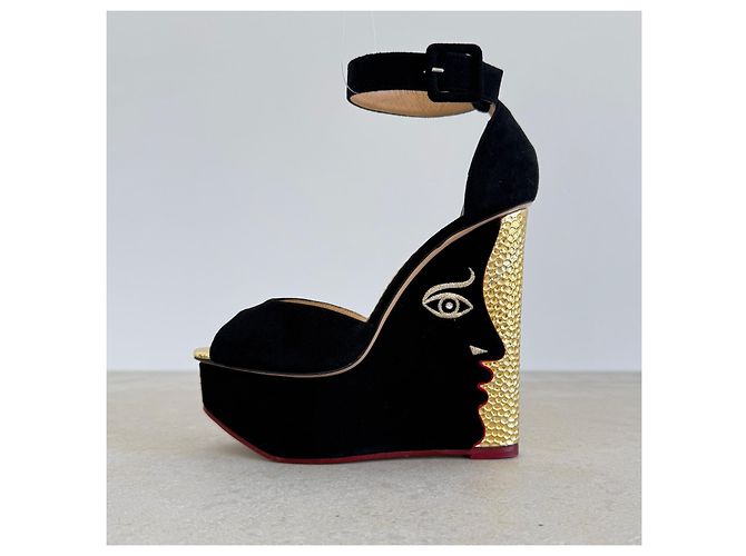 Sandali Two-Faced di Charlotte Olympia Nero D'oro - vista 3