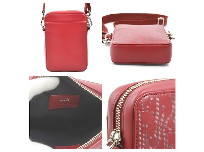 Borsa a spalla in pelle rossa Christian Dior Rosso - vista 3