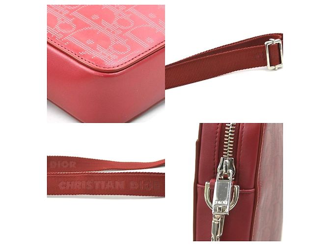 Borsa a spalla in pelle rossa Christian Dior Rosso - vista 4