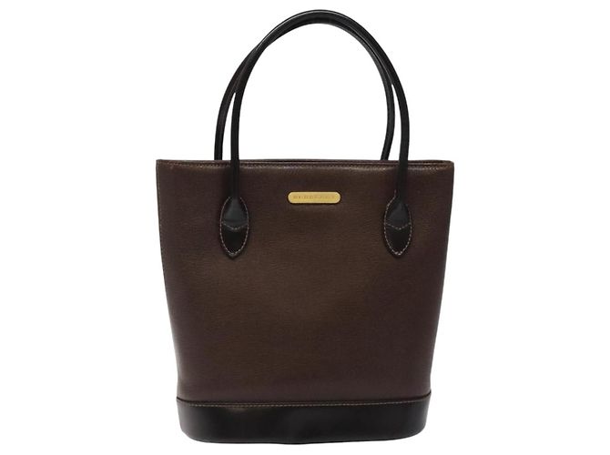 Borsa a mano BURBERRY in pelle marrone scuro con oro Auth BA1359 D'oro - vista 13