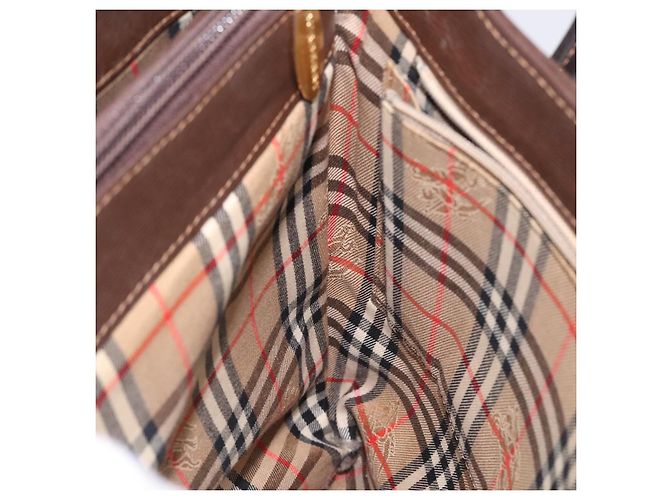 Borsa a mano BURBERRY in pelle marrone scuro con oro Auth BA1359 D'oro - vista 18