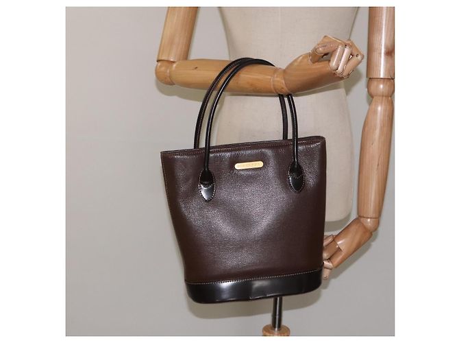 Borsa a mano BURBERRY in pelle marrone scuro con oro Auth BA1359 D'oro - vista 21