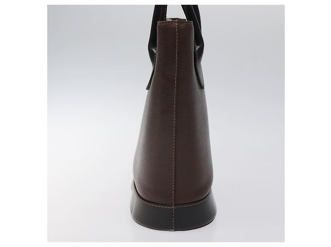 Borsa a mano BURBERRY in pelle marrone scuro con oro Auth BA1359 D'oro - vista 3