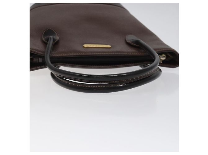 Borsa a mano BURBERRY in pelle marrone scuro con oro Auth BA1359 D'oro - vista 7
