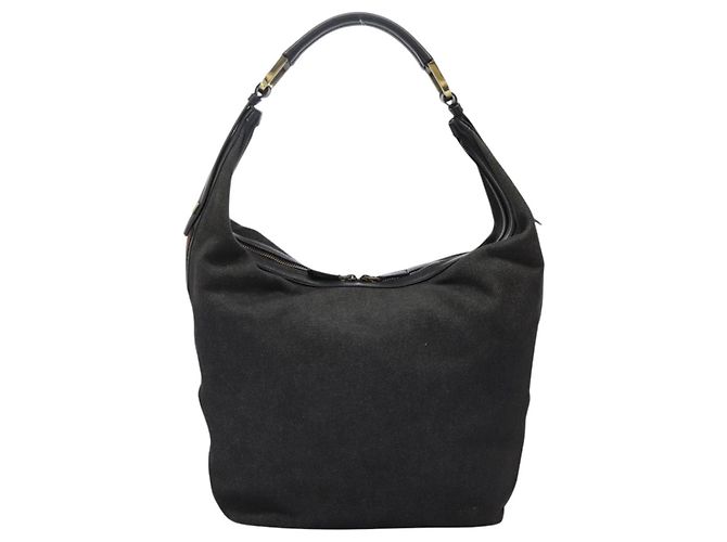 Borsa a spalla GUCCI Web Sherry Line in denim nero rosso verde 73884 Auth am8160 - vista 2