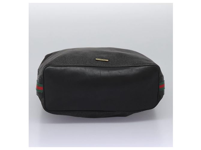 Borsa a spalla GUCCI Web Sherry Line in denim nero rosso verde 73884 Auth am8160 - vista 5