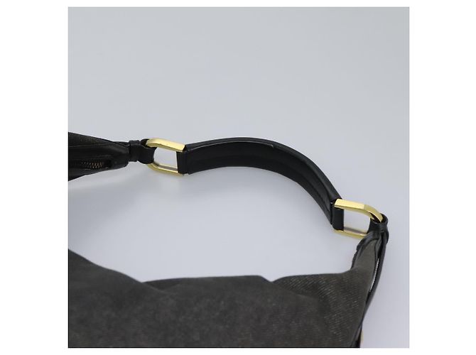 Borsa a spalla GUCCI Web Sherry Line in denim nero rosso verde 73884 Auth am8160 - vista 8