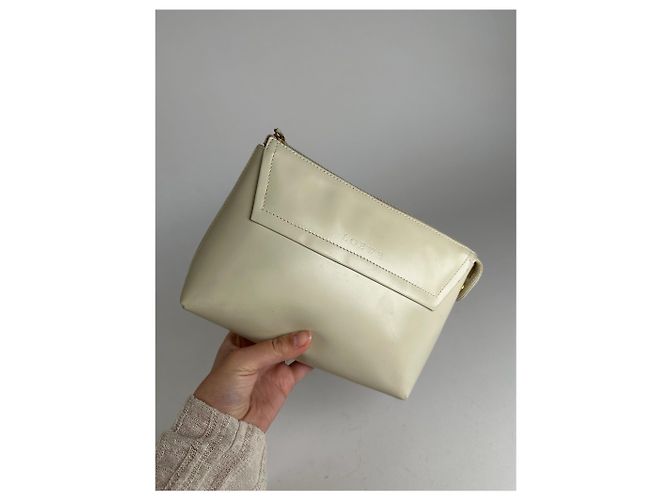 Clutch in pelle vintage Loewe Madrid bianca Bianco - vista 4