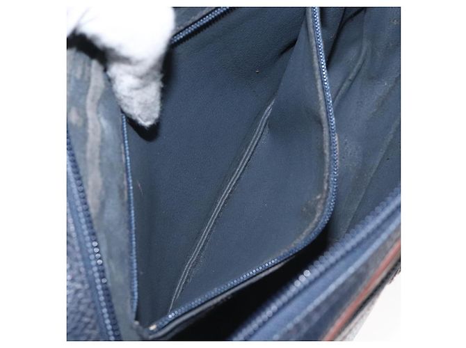 Autre Marque Borsa a mano Burberrys in PVC pelle blu navy oro Auth ar13433 D'oro - vista 12